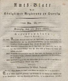Amts-Blatt der Königlichen Regierung zu Danzig, 15. Juli 1829, Nr. 28