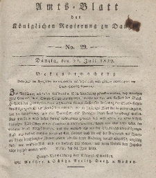 Amts-Blatt der Königlichen Regierung zu Danzig, 22. Juli 1829, Nr. 29