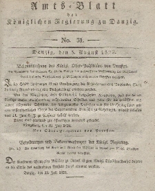 Amts-Blatt der Königlichen Regierung zu Danzig, 5. August 1829, Nr. 31