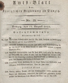 Amts-Blatt der Königlichen Regierung zu Danzig, 19. August 1829, Nr. 33