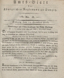 Amts-Blatt der Königlichen Regierung zu Danzig, 14. Oktober 1829, Nr. 41