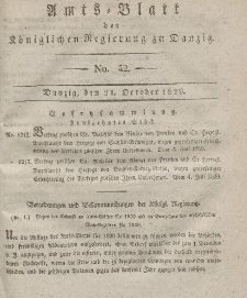 Amts-Blatt der Königlichen Regierung zu Danzig, 21. Oktober 1829, Nr. 42