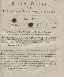 Amts-Blatt der Königlichen Regierung zu Danzig, 28. Oktober 1829, Nr. 43