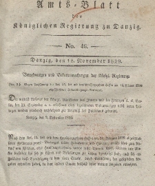 Amts-Blatt der Königlichen Regierung zu Danzig, 18. November 1829, Nr. 46