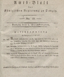 Amts-Blatt der Königlichen Regierung zu Danzig, 9. Dezember 1829, Nr. 49