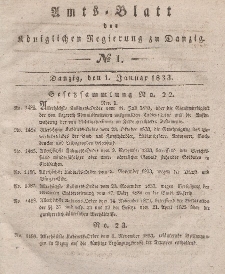 Amts-Blatt der Königlichen Regierung zu Danzig, 1. Januar 1834, Nr. 1
