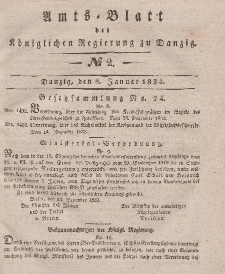 Amts-Blatt der Königlichen Regierung zu Danzig, 8. Januar 1834, Nr. 2