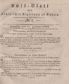 Amts-Blatt der Königlichen Regierung zu Danzig, 15. Januar 1834, Nr. 3