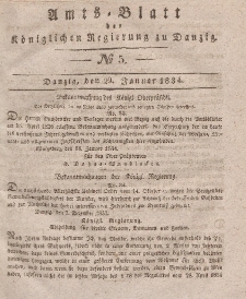 Amts-Blatt der Königlichen Regierung zu Danzig, 29. Januar 1834, Nr. 5