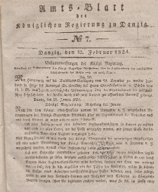 Amts-Blatt der Königlichen Regierung zu Danzig, 12. Februar 1834, Nr. 7