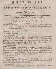Amts-Blatt der Königlichen Regierung zu Danzig, 26. Februar 1834, Nr. 9