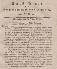Amts-Blatt der Königlichen Regierung zu Danzig, 5. März 1834, Nr. 10