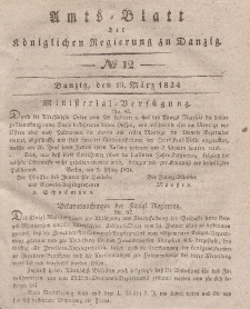 Amts-Blatt der Königlichen Regierung zu Danzig, 19. März 1834, Nr. 12