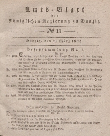 Amts-Blatt der Königlichen Regierung zu Danzig, 26. März 1834, Nr. 13