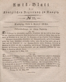 Amts-Blatt der Königlichen Regierung zu Danzig, 9. April 1834, Nr. 15