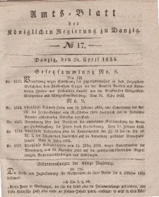 Amts-Blatt der Königlichen Regierung zu Danzig, 23. April 1834, Nr. 17