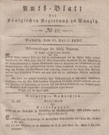 Amts-Blatt der Königlichen Regierung zu Danzig, 30. April 1834, Nr. 18