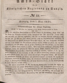 Amts-Blatt der Königlichen Regierung zu Danzig, 7. Mai 1834, Nr. 19
