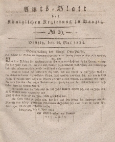 Amts-Blatt der Königlichen Regierung zu Danzig, 14. Mai 1834, Nr. 20