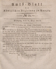 Amts-Blatt der Königlichen Regierung zu Danzig, 14. Mai 1834, Nr. 20