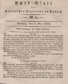Amts-Blatt der Königlichen Regierung zu Danzig, 21. Mai 1834, Nr. 21