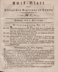 Amts-Blatt der Königlichen Regierung zu Danzig, 2. Juli 1834, Nr. 27