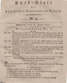 Amts-Blatt der Königlichen Regierung zu Danzig, 23. Juli 1834, Nr. 30