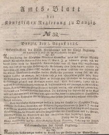 Amts-Blatt der Königlichen Regierung zu Danzig, 5. August 1834, Nr. 32