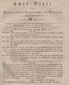 Amts-Blatt der Königlichen Regierung zu Danzig, 13. August 1834, Nr. 33