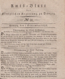Amts-Blatt der Königlichen Regierung zu Danzig, 3. September 1834, Nr. 36