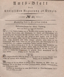Amts-Blatt der Königlichen Regierung zu Danzig, 1. Oktober 1834, Nr. 40