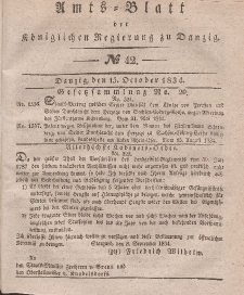 Amts-Blatt der Königlichen Regierung zu Danzig, 15. Oktober 1834, Nr. 42