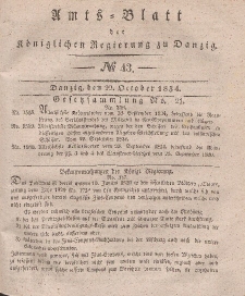 Amts-Blatt der Königlichen Regierung zu Danzig, 22. Oktober 1834, Nr. 43