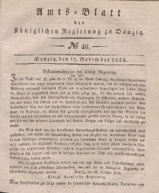 Amts-Blatt der Königlichen Regierung zu Danzig, 5. November 1834, Nr. 45