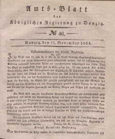 Amts-Blatt der Königlichen Regierung zu Danzig, 12. November 1834, Nr. 46