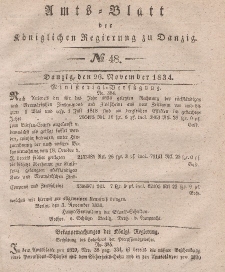 Amts-Blatt der Königlichen Regierung zu Danzig, 26. November 1834, Nr. 48