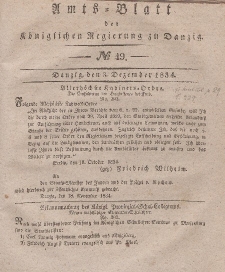 Amts-Blatt der Königlichen Regierung zu Danzig, 3. Dezember 1834, Nr. 49