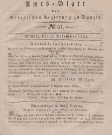 Amts-Blatt der Königlichen Regierung zu Danzig, 17. Dezember 1834, Nr. 51