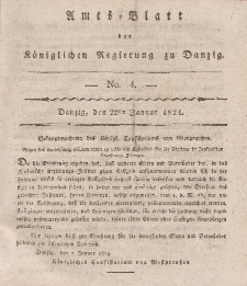 Amts-Blatt der Königlichen Regierung zu Danzig, 22. Januar 1824, Nr. 4