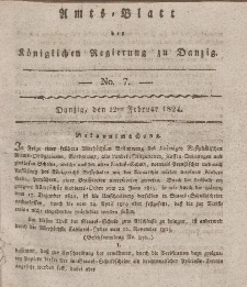 Amts-Blatt der Königlichen Regierung zu Danzig, 12. Februar 1824, Nr. 7
