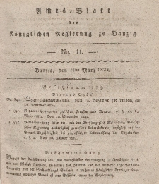 Amts-Blatt der Königlichen Regierung zu Danzig, 11. März 1824, Nr. 11