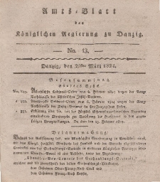 Amts-Blatt der Königlichen Regierung zu Danzig, 25. März 1824, Nr. 13