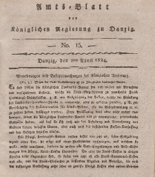 Amts-Blatt der Königlichen Regierung zu Danzig, 8. April 1824, Nr. 15