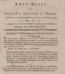 Amts-Blatt der Königlichen Regierung zu Danzig, 22. April 1824, Nr. 17