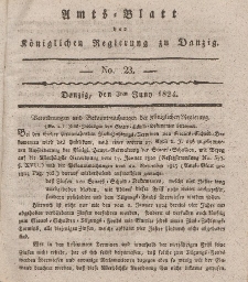 Amts-Blatt der Königlichen Regierung zu Danzig, 3. Juni 1824, Nr. 23