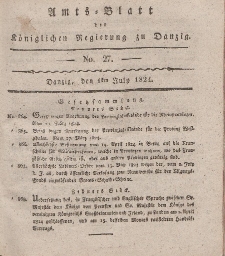 Amts-Blatt der Königlichen Regierung zu Danzig, 1. Juli 1824, Nr. 27