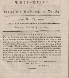 Amts-Blatt der Königlichen Regierung zu Danzig, 8. Juli 1824, Nr. 28