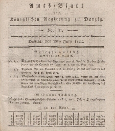Amts-Blatt der Königlichen Regierung zu Danzig, 29. Juli 1824, Nr. 31