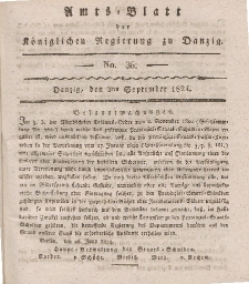 Amts-Blatt der Königlichen Regierung zu Danzig, 2. September 1824, Nr. 36