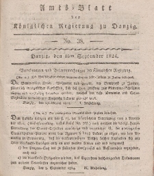 Amts-Blatt der Königlichen Regierung zu Danzig, 16. September 1824, Nr. 38